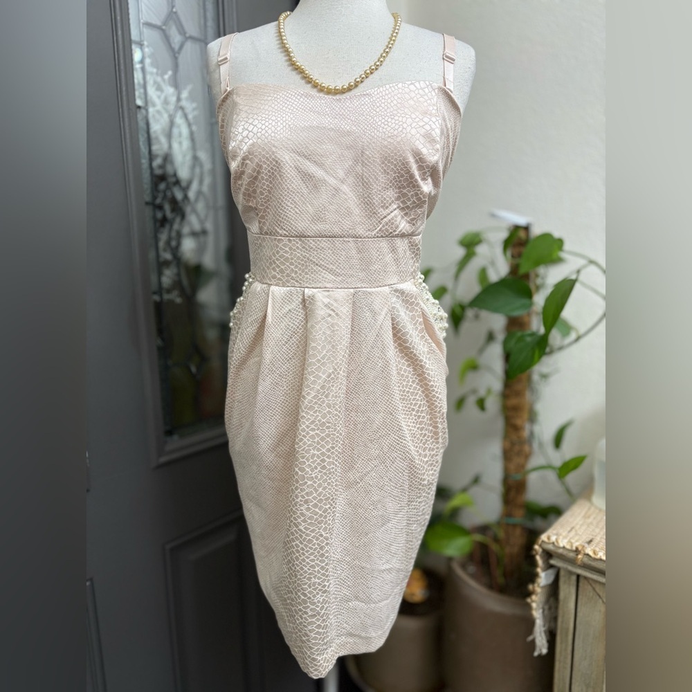 Torrid Blush Slight Shimmer Snake Print Embellished Pockets Mini Dress | Size 22 - Picture 2 of 12
